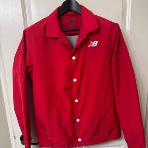 New Balance Men's Red and White Coaches Jacket - S